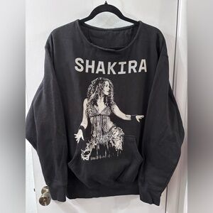 Sparkly Shakira Scoop Neck Black Lightweight Sweatshirt